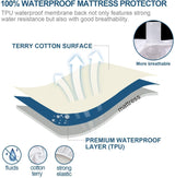 100% Terry Cotton Fitted Mattress Protector Waterproof Queen - Extra Image