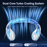 Green 5000mAh Mini Neck Fan Bladeless Foldable Portable Quiet Rechargeable 360degree Cooler - Side View
