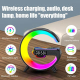 Black Smart G Lamp Night Light Bluetooth Speaker Wireless Charger LED RGB Alarm Clock - Top-Down View
