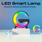 Black Smart G Lamp Night Light Bluetooth Speaker Wireless Charger LED RGB Alarm Clock - 45-Degree Angle