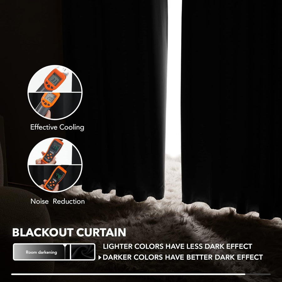 2X Blockout Curtains 100% Blackout Window Curtain Draperies Pair Eyelet 3 Layers 132CM(W) x 160CM(D)