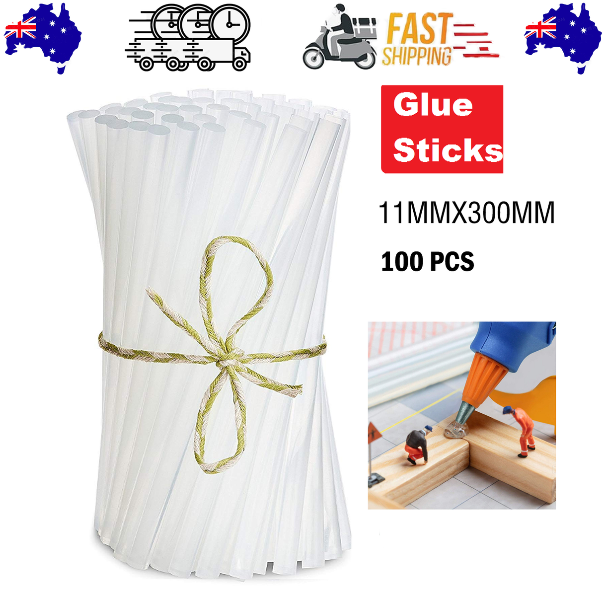 Glue Sticks Hot Clear Melt Glue Adhesive Sticks 100 pcs Stickes For Glue Gun 11mmx300mm