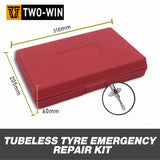 56Pc Tyre Puncture Repair Kit Tube Recovery Plugs Heavy Duty Car 4WD With Case - Front View