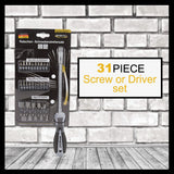 31Pc Precision Screwdriver Bits Set Nut Driver Setter Hex PC Key Phone Slot Tool - 45-Degree Angle