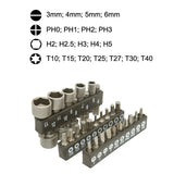31Pc Precision Screwdriver Bits Set Nut Driver Setter Hex PC Key Phone Slot Tool - Close-Up Angle