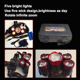 LED Headlamp Rechargeable 350000LM Headlight T6 Head Torch Lamp Fishing Camping - Side View