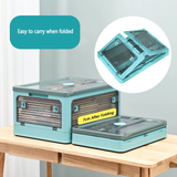 28L BLUE Storage Container Stackable 5 Sides Open Top Lid Transparent Foldable - Side View