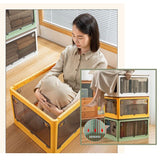 28L yellow Storage Container Stackable 5 Sides Open Top Lid Transparent Foldable - Top-Down View