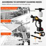 High Pressure Washer  3 in 1 Nozzle Portable Cordless Cleaner Battery Set 21V - Close-Up Angle