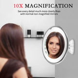10x Magnifying Makeup Cosmetic Beauty Bathroom Mirror with LED Light 360 HOT - Front View
