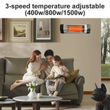 Infrared Electric Wall Heater Patio Bathroom Heat Waterproof Strip with Remote - Front View