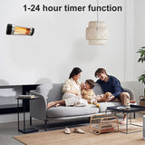 Infrared Electric Wall Heater Patio Bathroom Heat Waterproof Strip with Remote - Side View