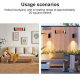 Infrared Electric Wall Heater Patio Bathroom Heat Waterproof Strip with Remote - Rear View