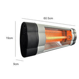 Infrared Electric Wall Heater Patio Bathroom Heat Waterproof Strip with Remote - Low Angle