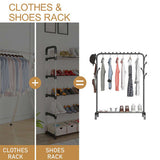 Heavy Duty Clothes Rail Rack Hanging Garment Display Stand Shoe Storage Shelf AU - Side View
