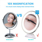 10x Magnifying Makeup Cosmetic Beauty Bathroom Mirror with LED Light 360 HOT - Top-Down View