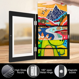 Children Kids Art Frames Art Projects Wooden Artwork Display 150 Pictures Hold Black - Front View