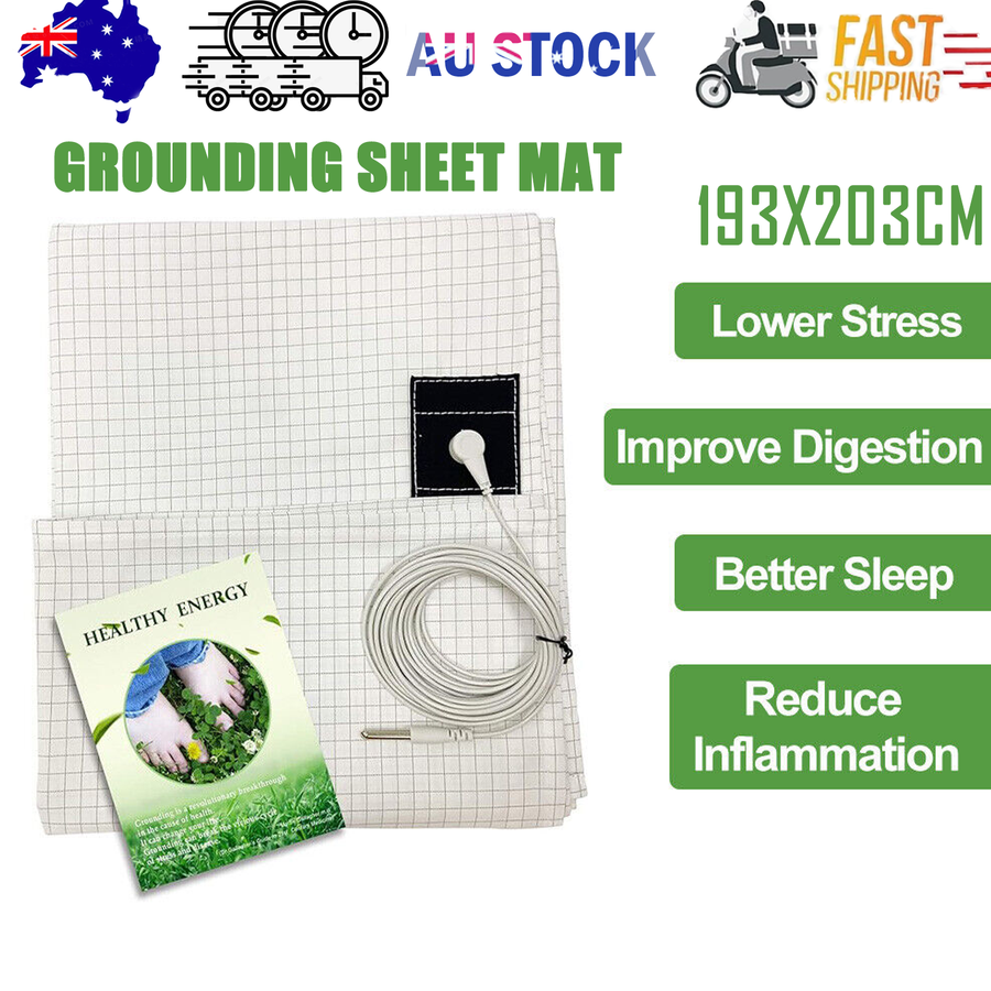 Bed Earthing Sheet Grounding Sheet Mat Large Bed Sheet Flat Sheet W/AU Plug193x203cm