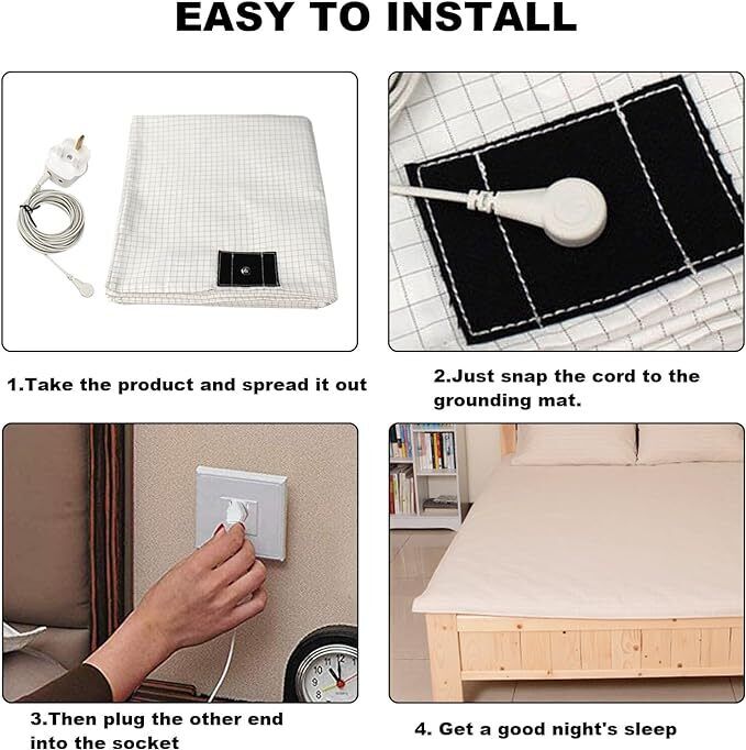 Bed Earthing Sheet Grounding Sheet Mat Large Bed Sheet Flat Sheet W/AU Plug193x203cm