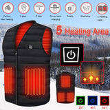 3XL Electric Vest Heated Jacket USB Thermal Warm Heat Pad Winter Body Warmer Unisex - Close-Up Angle