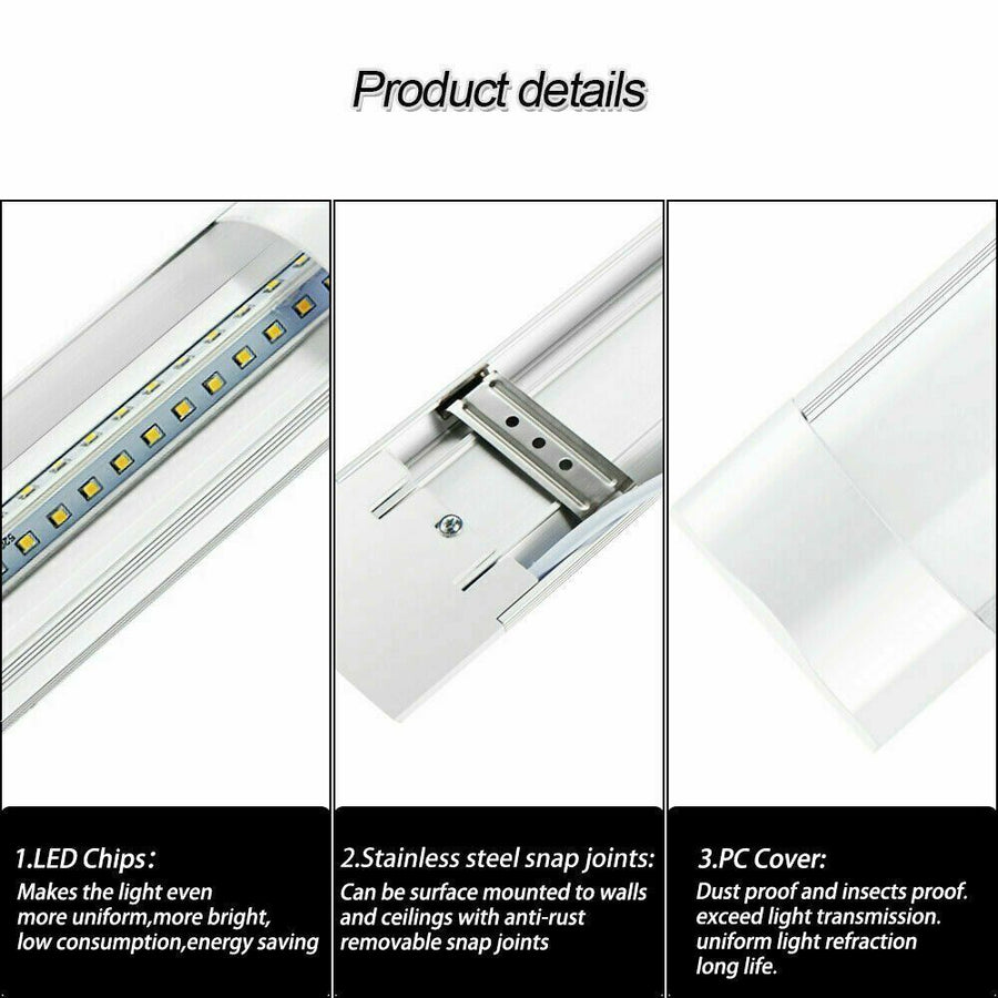 10x 120CM LED Tube Light Batten Linear Slim Light WorkShop Garage Lamp 40W 6500K