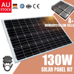 12V 130W Mono Solar Panel Kit Caravan Home Off Gird Battery Charging Power