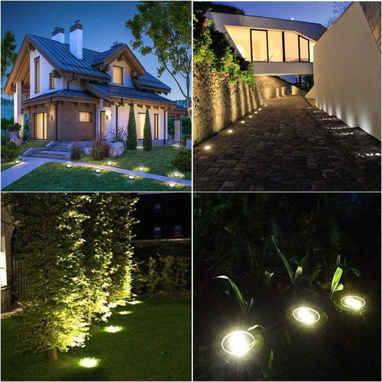 4pcs LED Solar Underground Light Waterproof Color Changing Garden Buried Lamp