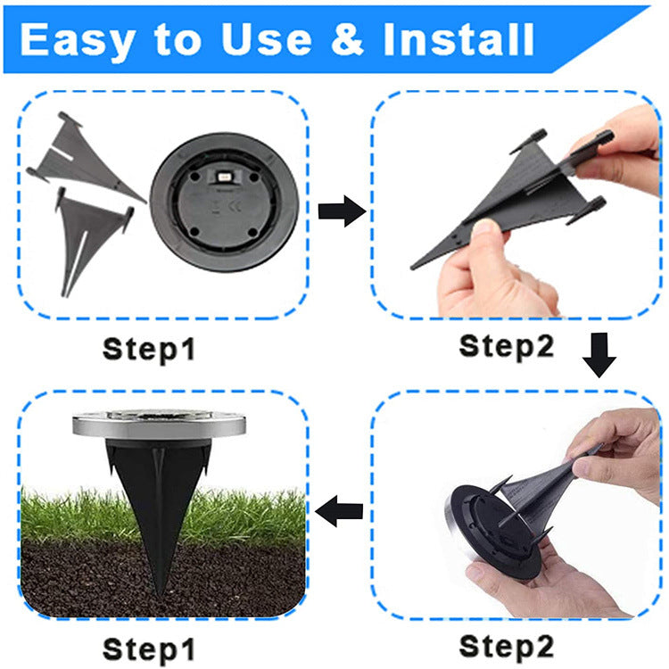 4pcs LED Solar Underground Light Waterproof Color Changing Garden Buried Lamp