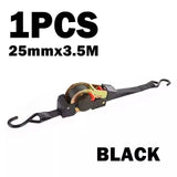 Quick Release Automatic Heavy Duty Retractable Ratchet Tie Down Strap black 25mm*3m - Top-Down View