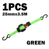 Quick Release Automatic Heavy Duty Retractable Ratchet Tie Down Strap green 25mm*3m - Front View