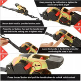 Quick Release Automatic Heavy Duty Retractable Ratchet Tie Down Strap green 25mm*3m - Side View