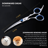 Professional Pet Grooming Scissors Set Dog Shear Hair Cutting Curved Tool Kit - Front View