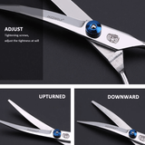 Professional Pet Grooming Scissors Set Dog Shear Hair Cutting Curved Tool Kit - Close-Up Angle