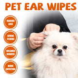 Yegbong Pet Ear Wipes, Pet Ear Cleaning Deodorizing Removing Mite And Earwax Cleaning Wipes - 45-Degree Angle