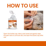 Yegbong Pet Ear Wipes, Pet Ear Cleaning Deodorizing Removing Mite And Earwax Cleaning Wipes - Rear View
