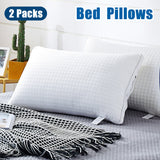 2xKing Quality Pillows Cotton Hotel Adjustable Home Pillows Down Alternative Pillows - Front View