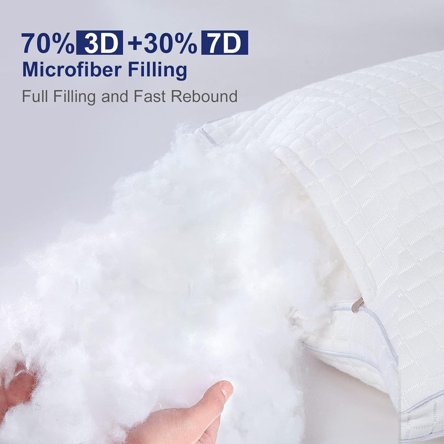 2xStandard Quality Pillows Cotton Hotel Adjustable Home Pillows Down Alternative Pillows