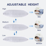 2xStandard Quality Pillows Cotton Hotel Adjustable Home Pillows Down Alternative Pillows - Rear View