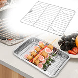 1pc Stainless Steel Baking Pan Toaster Oven Pans Grid Baking Dish BBQ Cookie Cake, 30*24cm - Side View