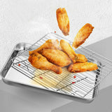1pc Stainless Steel Baking Pan Toaster Oven Pans Grid Baking Dish BBQ Cookie Cake, 30*24cm - Top-Down View