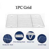 1pc Stainless Steel Baking Pan Toaster Oven Pans Grid Baking Dish BBQ Cookie Cake, 30*24cm - 45-Degree Angle
