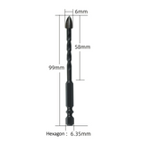 4PCS Drill Set Hex Tile Drill Bit Glass Ceramic Bric Hex Shank Cross Spear Head - Low Angle