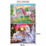 2PCS 5D Diamond Painting Kits Diamond Glue Art Kit Paint for Adults Kids DIY Gift 40x30cm - Front View