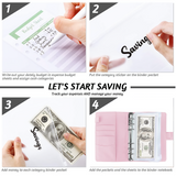 A6 PU Leather Notebook Binder Budget Planner Organizer Cover Cash Pockets Sheets - 45-Degree Angle