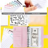 A6 PU Leather Notebook Binder Budget Planner Organizer Cover Cash Pockets Sheets - Close-Up Angle