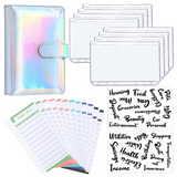 A6 PU Leather Notebook Binder Budget Planner Organizer Cover Cash Pockets Sheets - Close-Up Angle