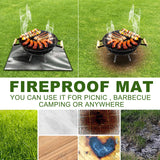 Yegbong Fireproof Mat, Outdoor Lawn Terrace Barbecue Fireproof Silver Rectangular Protective Mat - Front View