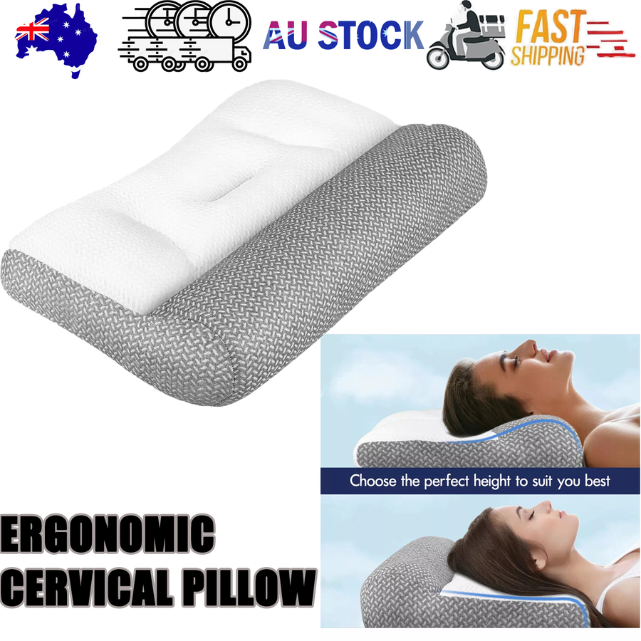 Ergonomic Cervical Pillow Contour Orthopedic Neck Pain Adjustable Bed Pillow