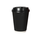 Black Disposable Coffee Cups with Lids Healthy Paper Takeaway 12OZ Takeaway 100Set - Rear View