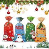 50 PCS Christmas Gift Bags with Assorted Christmas Prints for Xmas Gift Bags